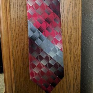 Van Heusen Men's Necktie, Red Silver Maroon Black